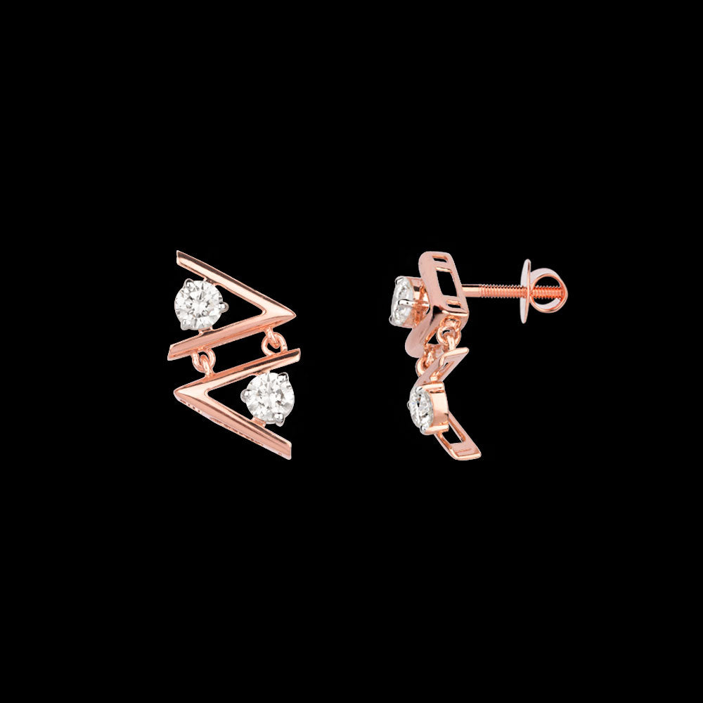 18K Rose Gold Diamond Earrings - 1.214ct VS-SI-JK