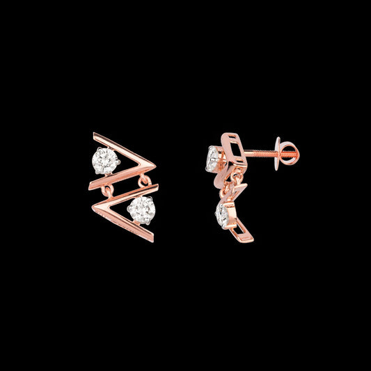 18K Rose Gold Diamond Earrings - 1.214ct VS-SI-JK