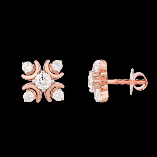 18K Rose Gold Diamond Earrings - 0.494ct VVS-VS-HI