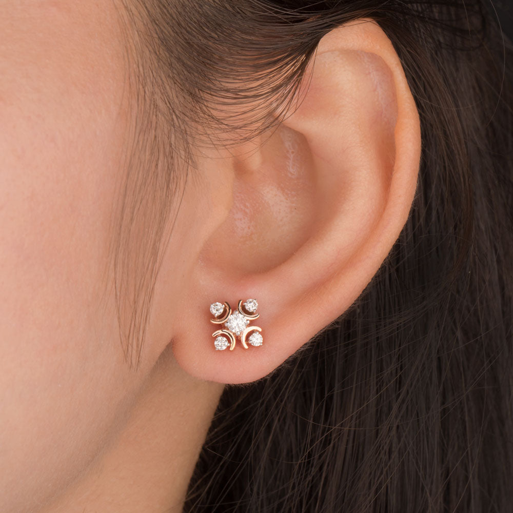 18K Rose Gold Diamond Earrings - 0.494ct VVS-VS-HI
