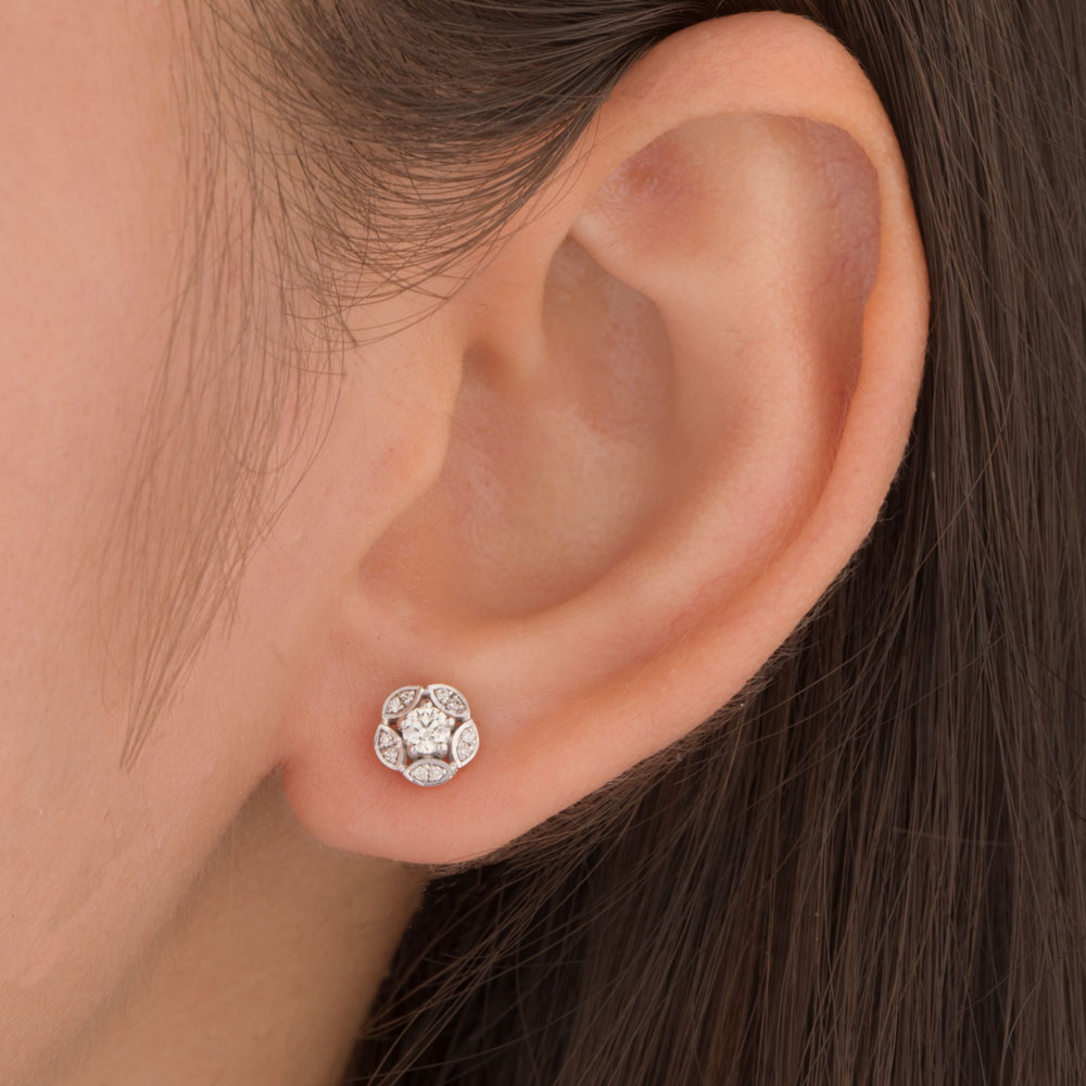 18K Rose Gold Diamond Earrings - 0.262ct VVS-VS-IJ