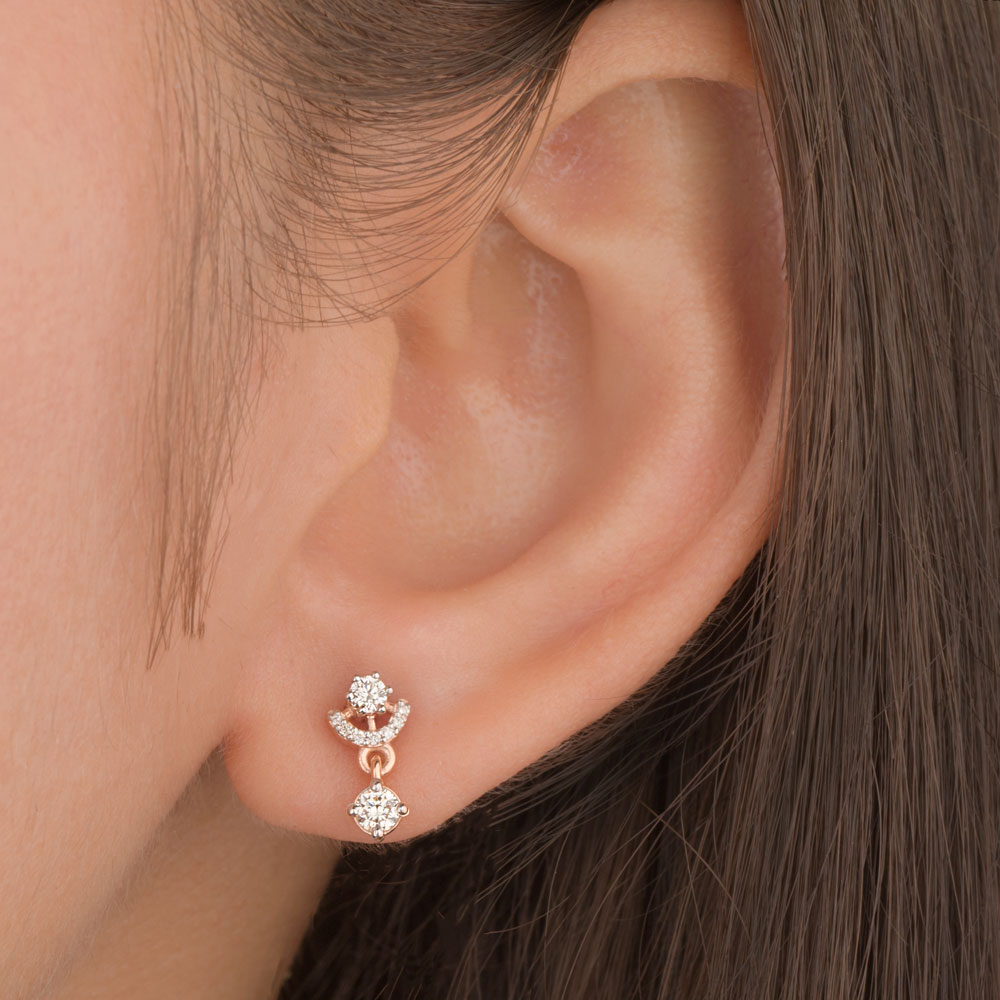 18K Rose Gold Diamond Earrings - 0.342ct VVS-VS-HI