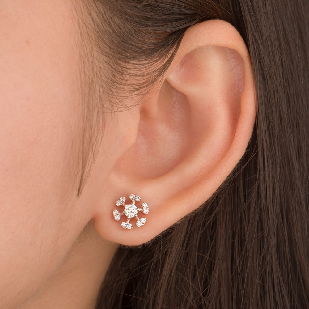 18K Rose Gold Diamond Earrings - 0.467ct VVS-VS-IJ