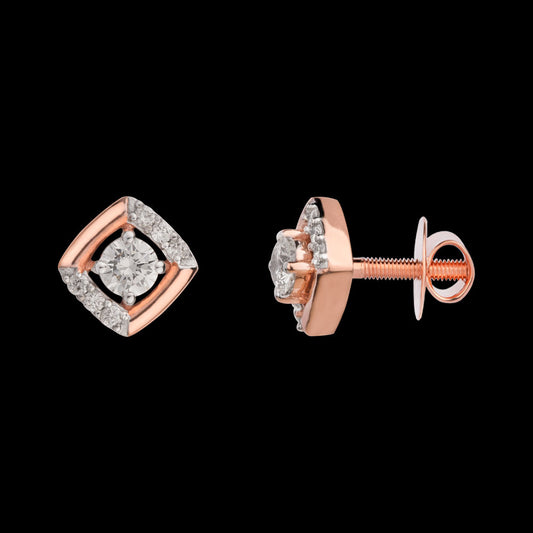 18K Rose Gold Diamond Earrings - 0.331ct VVS-VS-IJ