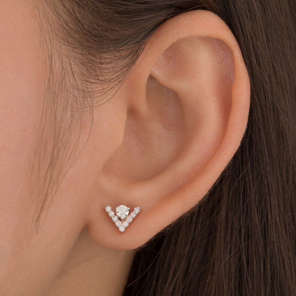18K Rose Gold Diamond Earrings - 0.402ct VVS-VS-HI