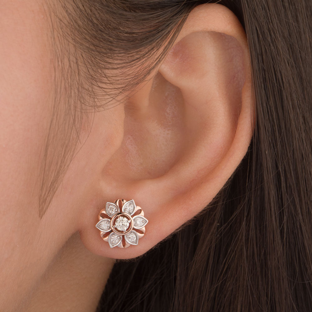 14K Rose Gold Diamond Earrings - 0.415ct VVS-VS-IJ