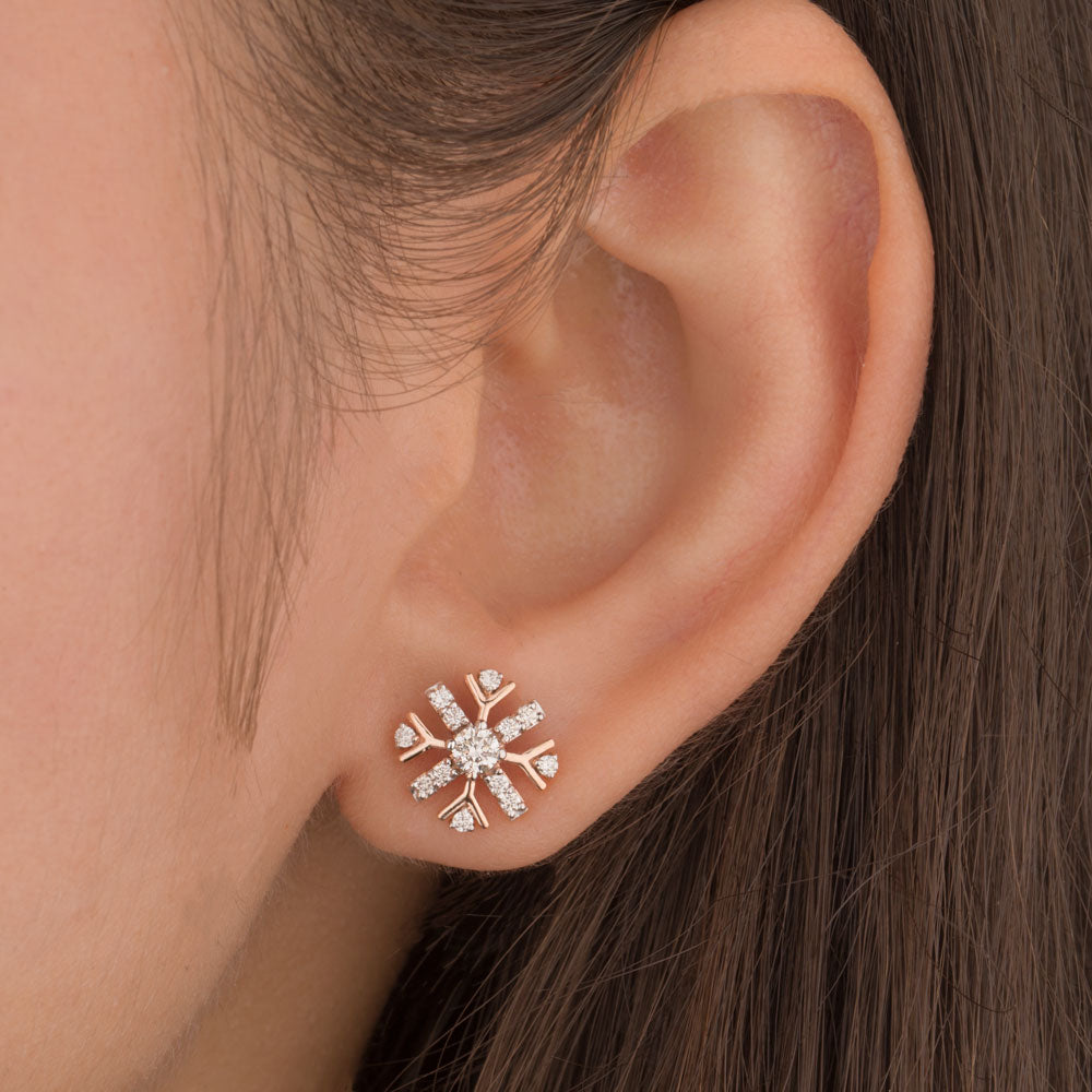 18K Rose Gold Diamond Earrings - 0.464ct VVS-VS-IJ