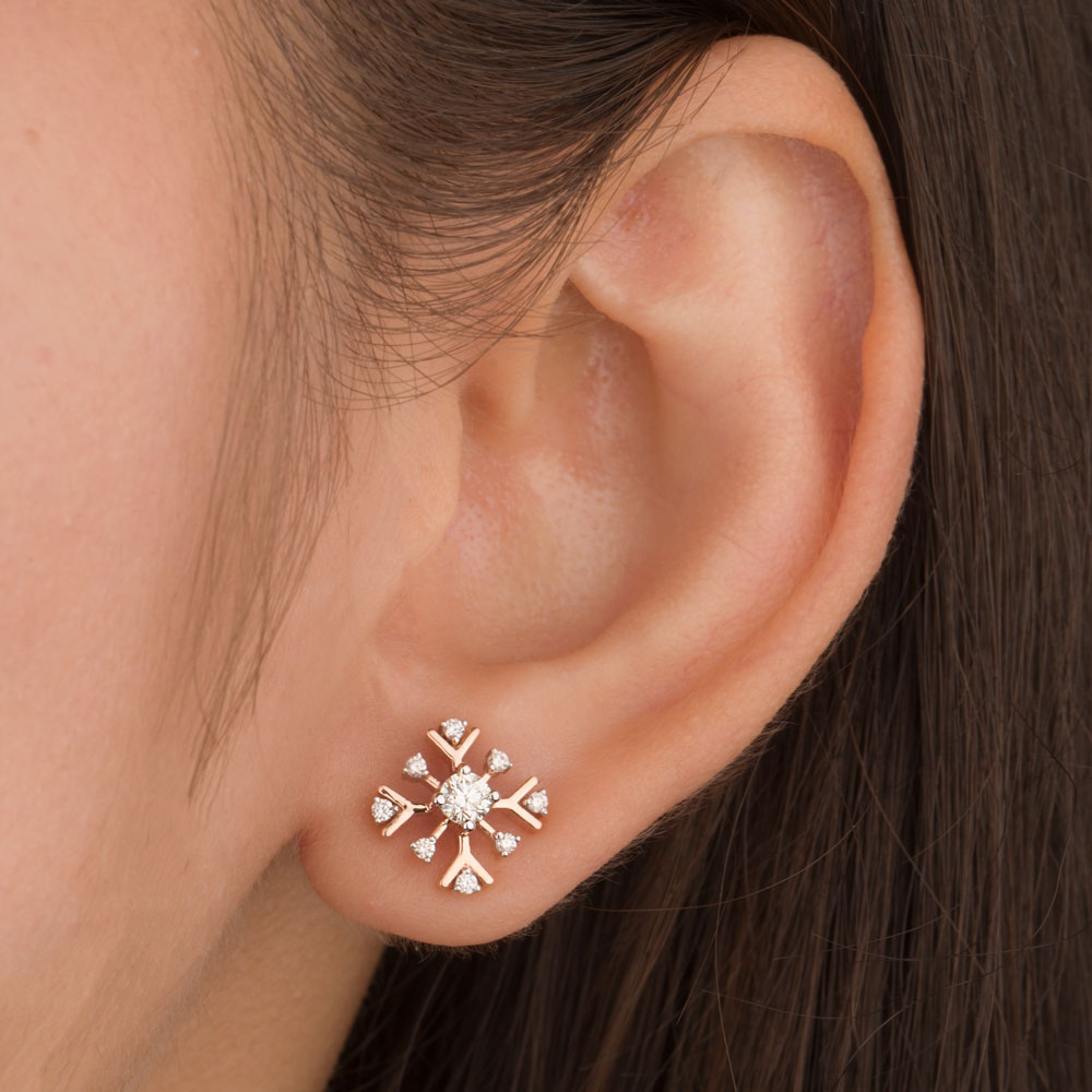 18K Rose Gold Diamond Earrings - 0.415ct VVS-VS-GH