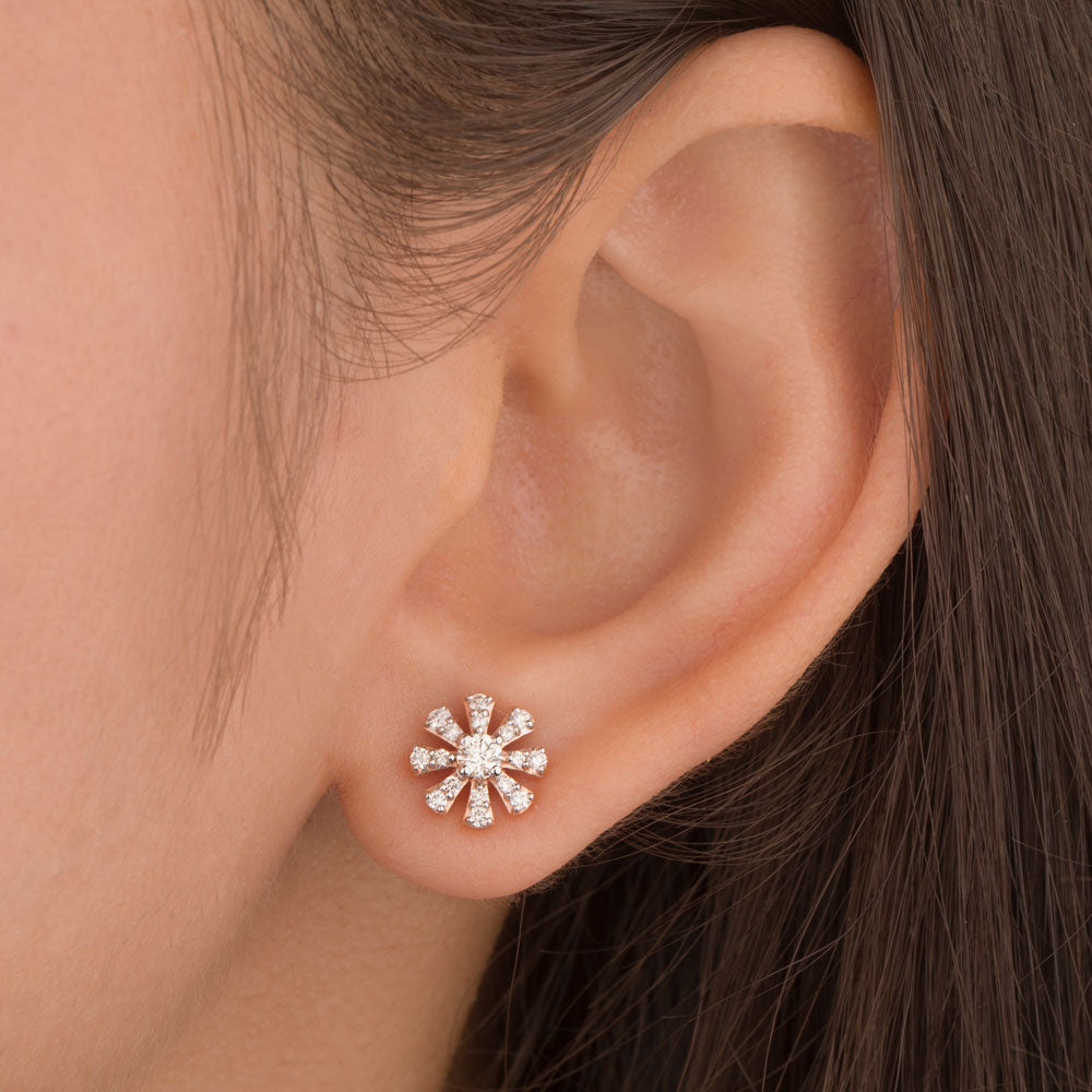 18K Rose Gold Diamond Earrings - 0.47ct VS-HIJ