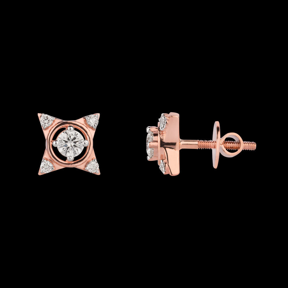 18K Rose Gold Diamond Earrings - 0.354ct VVS-VS-HI