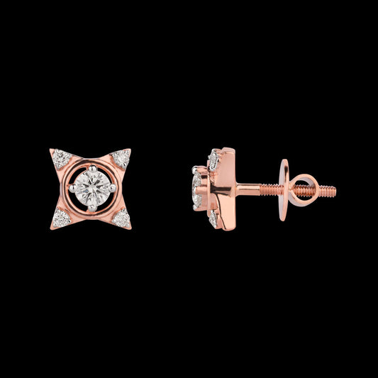 18K Rose Gold Diamond Earrings - 0.354ct VVS-VS-HI