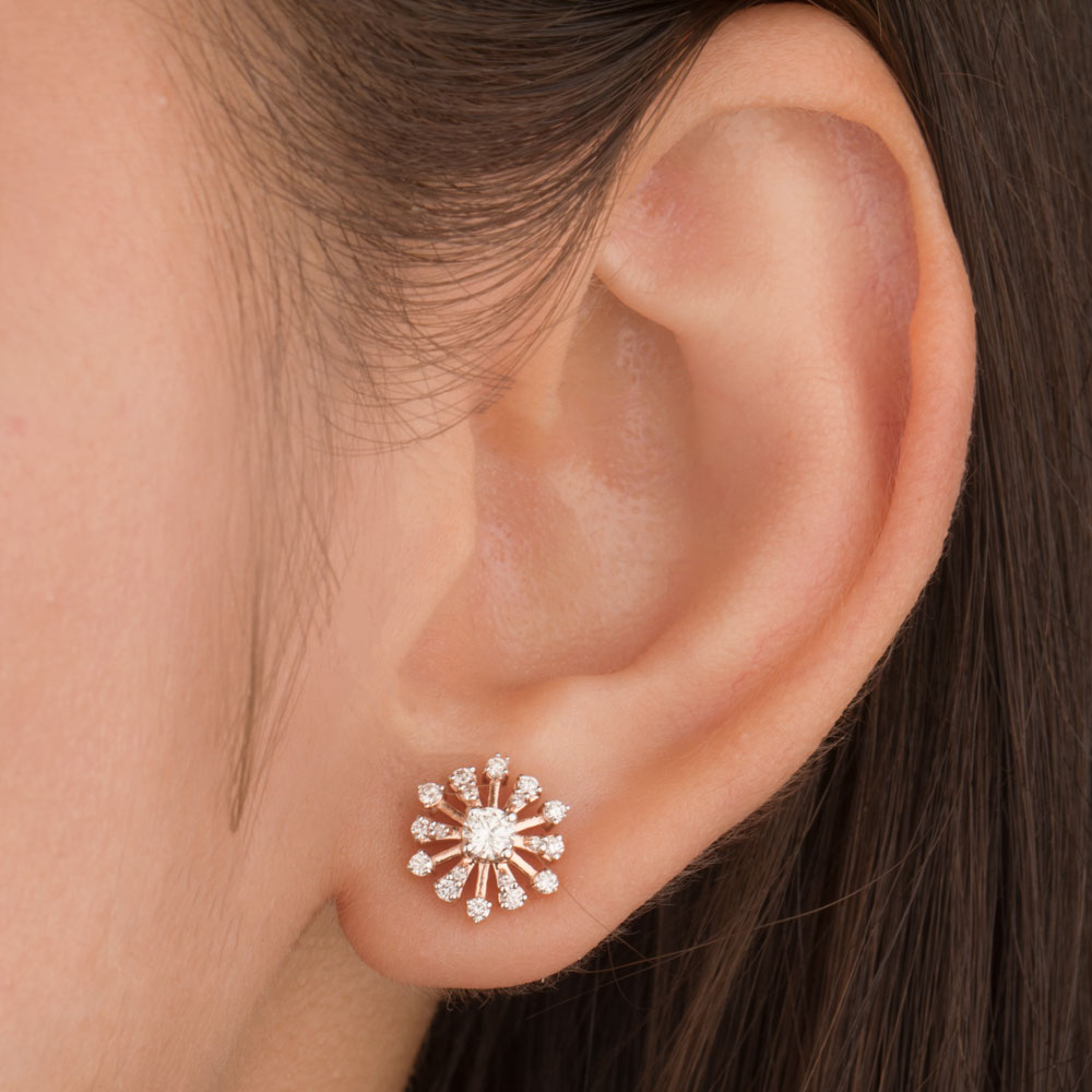 18K Rose Gold Diamond Earrings - 0.491ct VVS-VS-HIJ