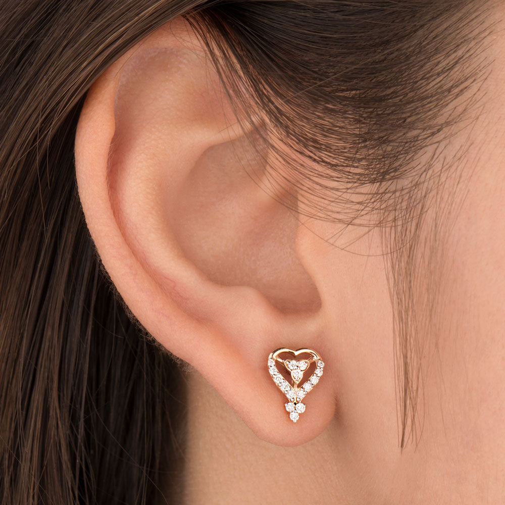 18K Rose Gold Diamond Earrings - 0.221ct VS-SI-EF
