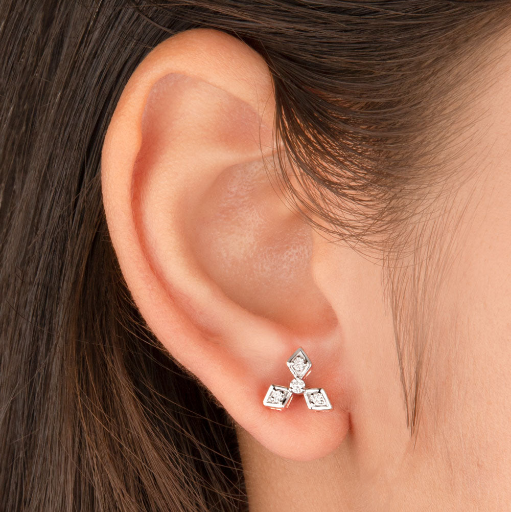 14K Rose Gold Diamond Earrings - 0.18ct SI-GH