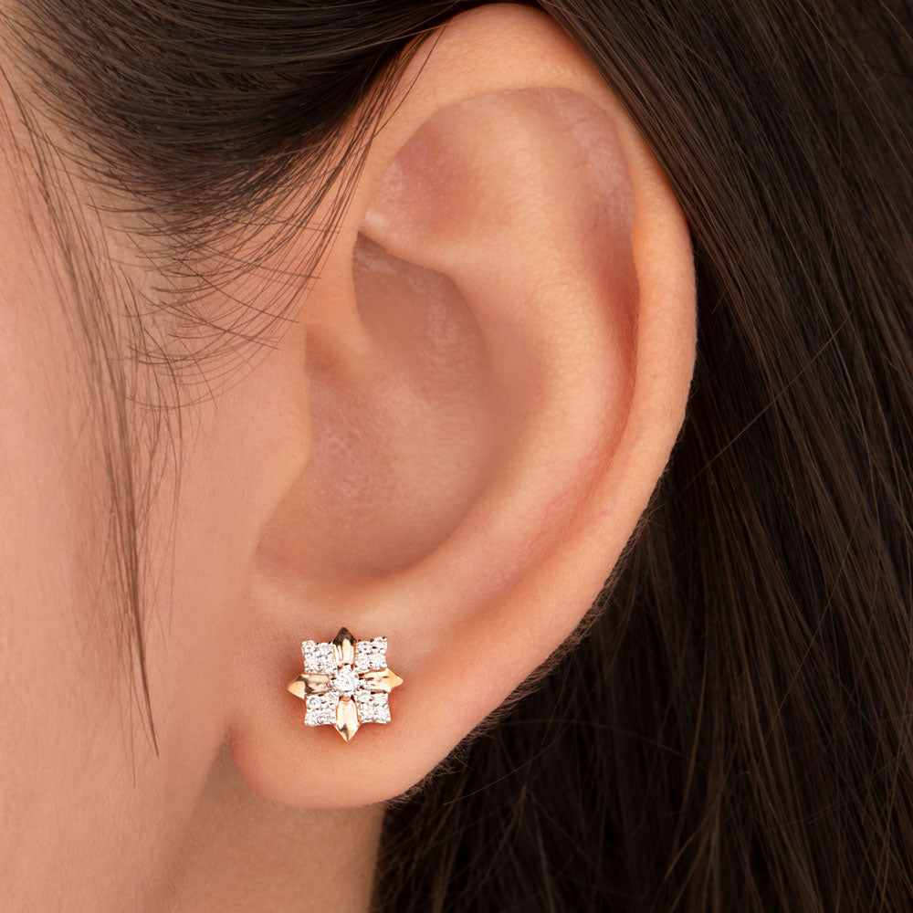 14K Rose Gold Diamond Earrings - 0.22ct SI-GH