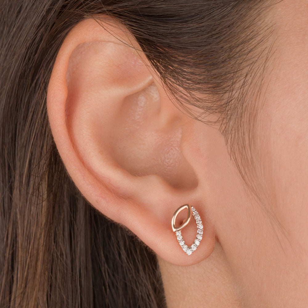 14K Rose Gold Diamond Earrings - 0.178ct SI-GH