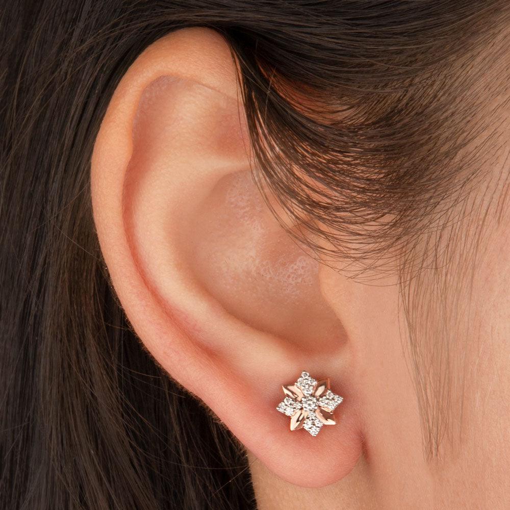 14K Rose Gold Diamond Earrings - 0.21ct SI-GH