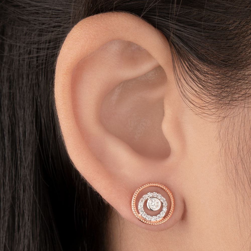 14K Rose Gold Diamond Earrings - 0.28ct SI-GH