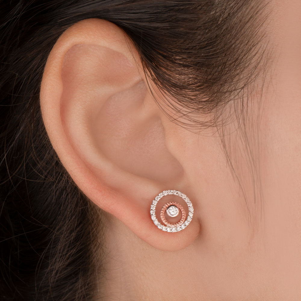 14K Rose Gold Diamond Earrings - 0.28ct SI-HI