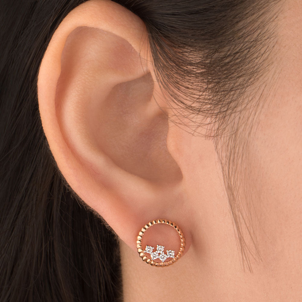 14K Rose Gold Diamond Earrings - 0.184ct SI-GH