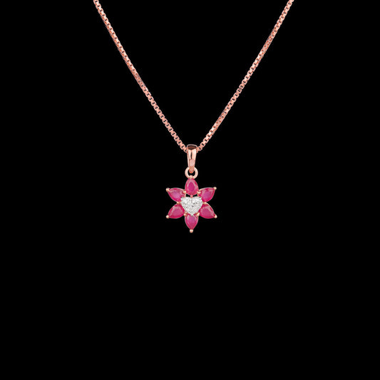 14K Rose Gold Diamond Pendant - 0.384ct VVS-GH with Colour Stones