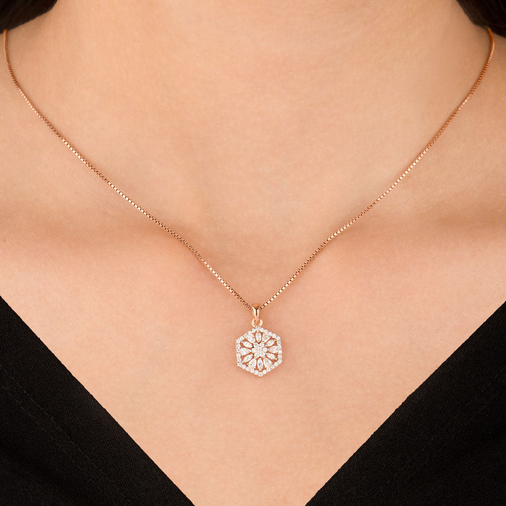 18K Rose Gold Diamond Pendant - 0.57ct VVS-EF