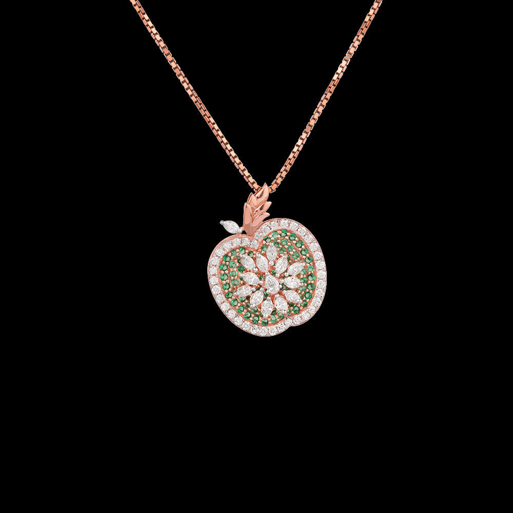 18K Rose Gold Diamond Pendant - 0.529ct VVS-EF with Colour Stones