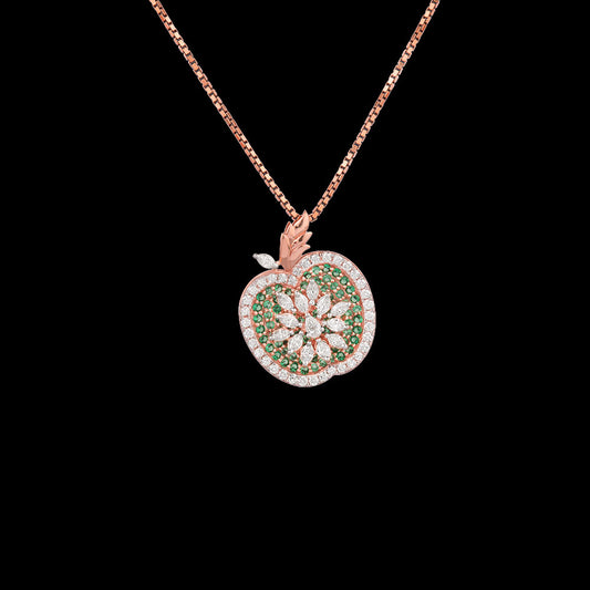18K Rose Gold Diamond Pendant - 0.529ct VVS-EF with Colour Stones