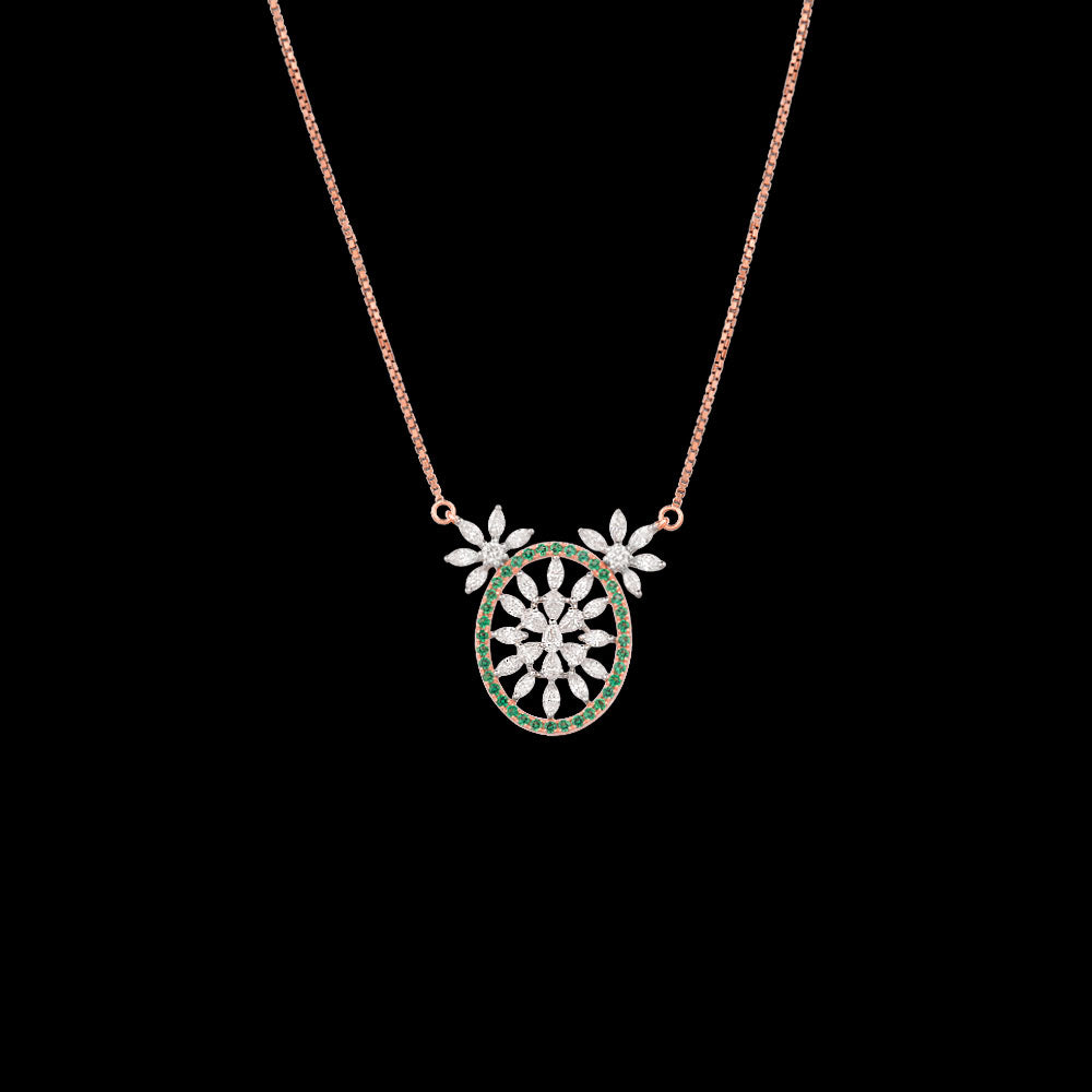 18K Rose Gold Diamond Pendant - 0.917ct VVS-EF with Colour Stones