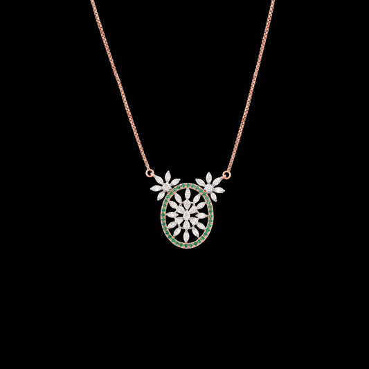 18K Rose Gold Diamond Pendant - 0.917ct VVS-EF with Colour Stones