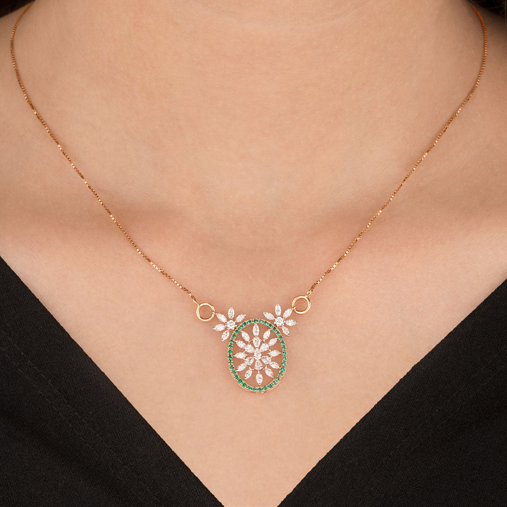 18K Rose Gold Diamond Pendant - 0.917ct VVS-EF with Colour Stones