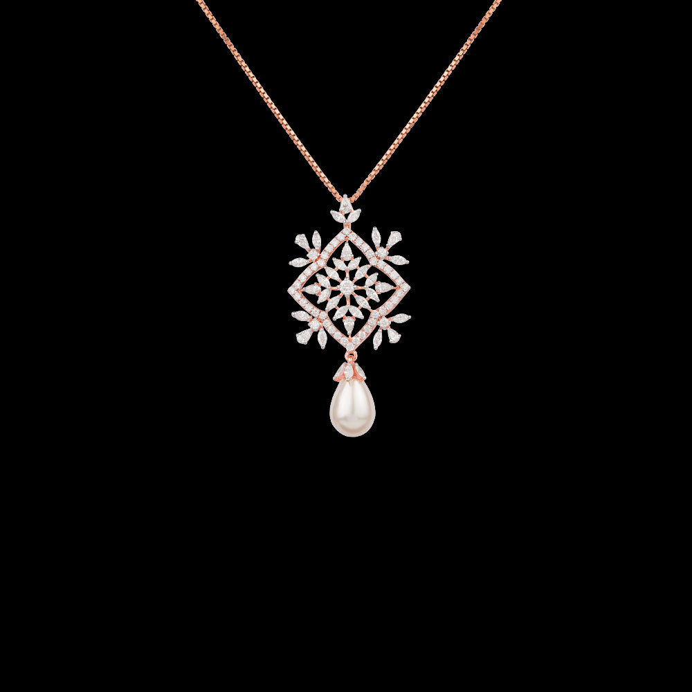 18K Rose Gold Diamond Pendant - 1.303ct VVS-EF with Colour Stones