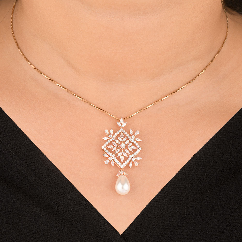 18K Rose Gold Diamond Pendant - 1.303ct VVS-EF with Colour Stones