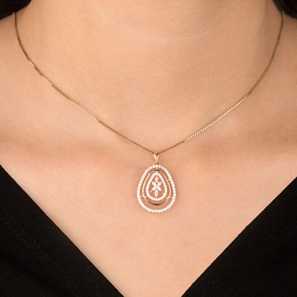 18K Rose Gold Diamond Pendant - 0.584ct VVS-EF