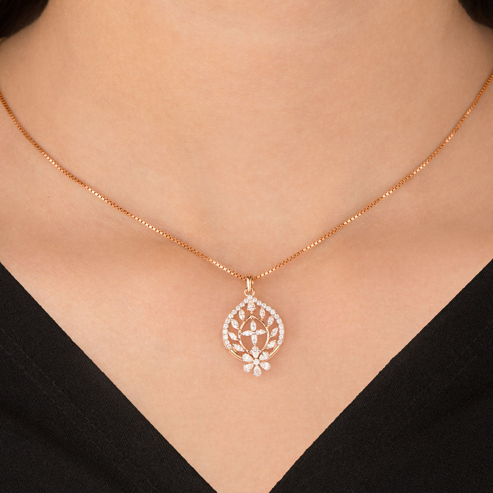 18K Rose Gold Diamond Pendant - 0.634ct VVS-EF