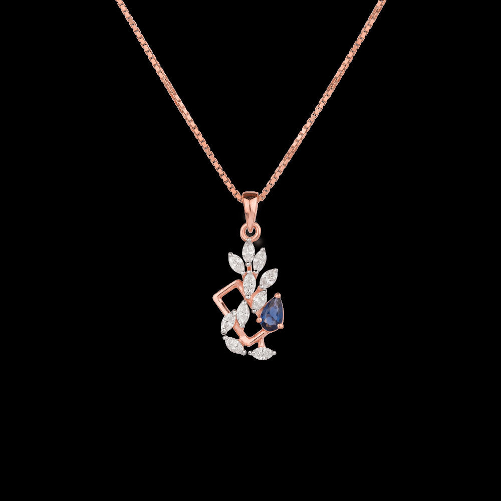 18K Rose Gold Diamond Pendant - 0.394ct VVS-EF with Colour Stones