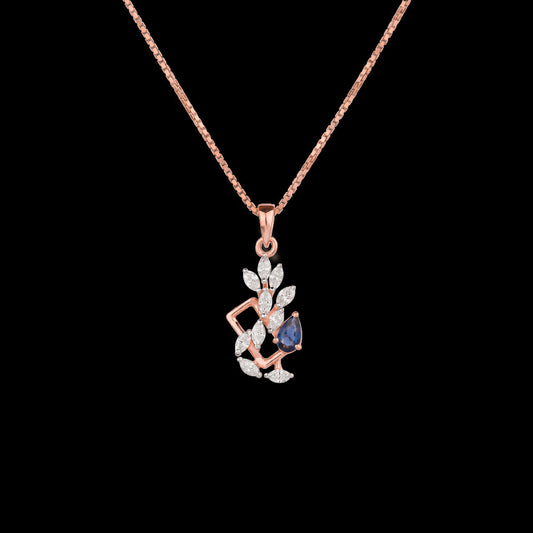 18K Rose Gold Diamond Pendant - 0.394ct VVS-EF with Colour Stones