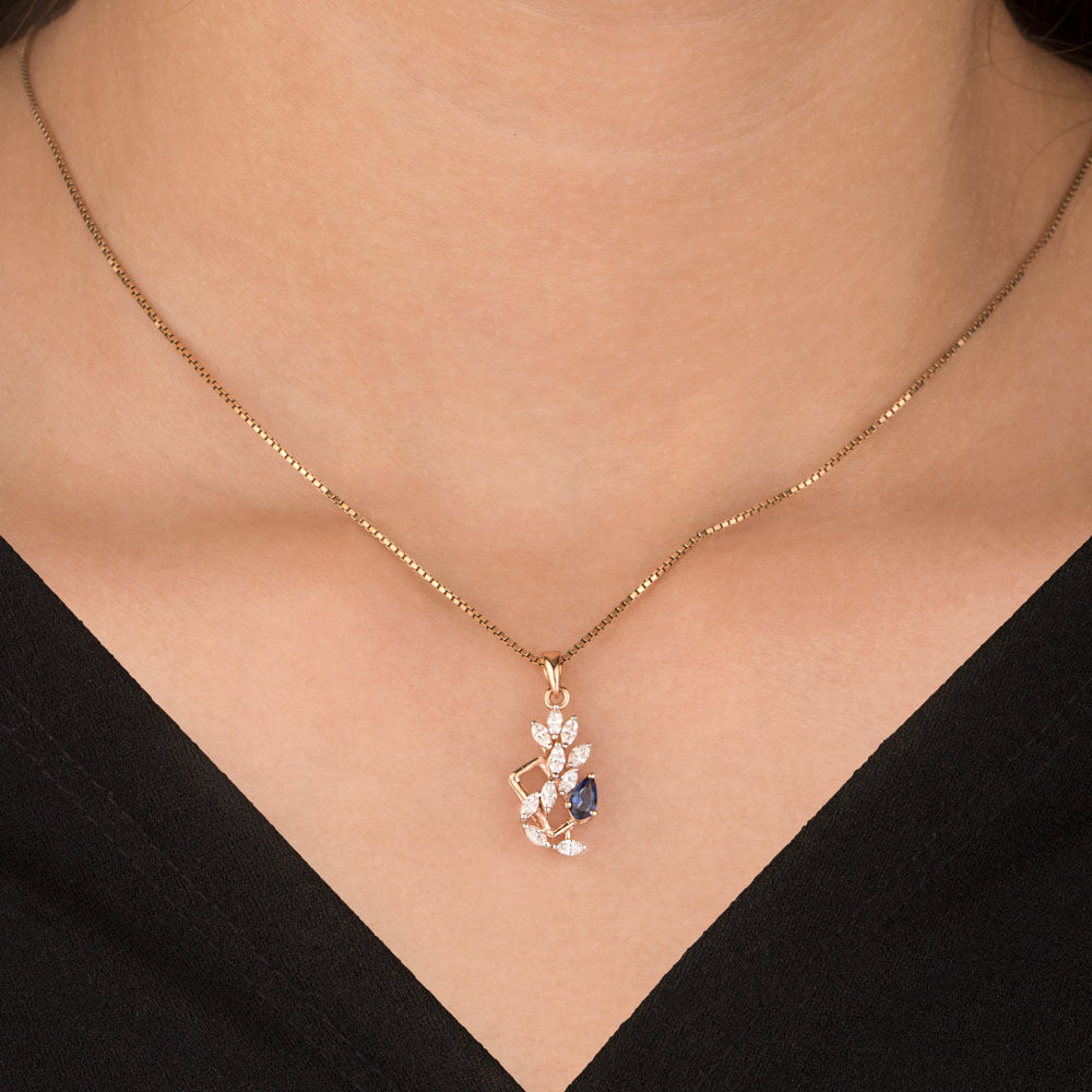 18K Rose Gold Diamond Pendant - 0.394ct VVS-EF with Colour Stones