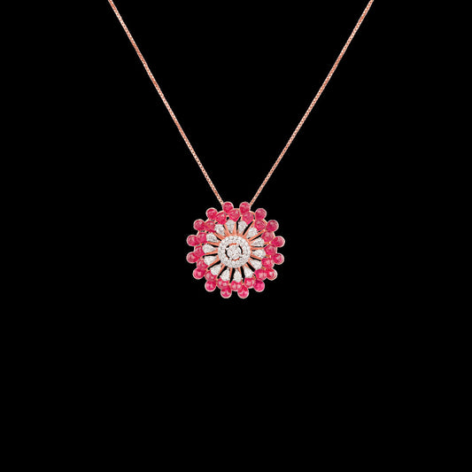 18K Rose Gold Diamond Pendant - 1.488ct VVS-EF with Colour Stones