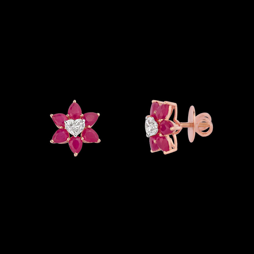 14K Rose Gold Diamond Jewellery - 0.628ct VVS-GH with Colour Stones