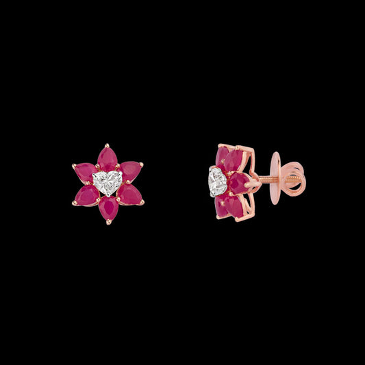 14K Rose Gold Diamond Jewellery - 0.628ct VVS-GH with Colour Stones