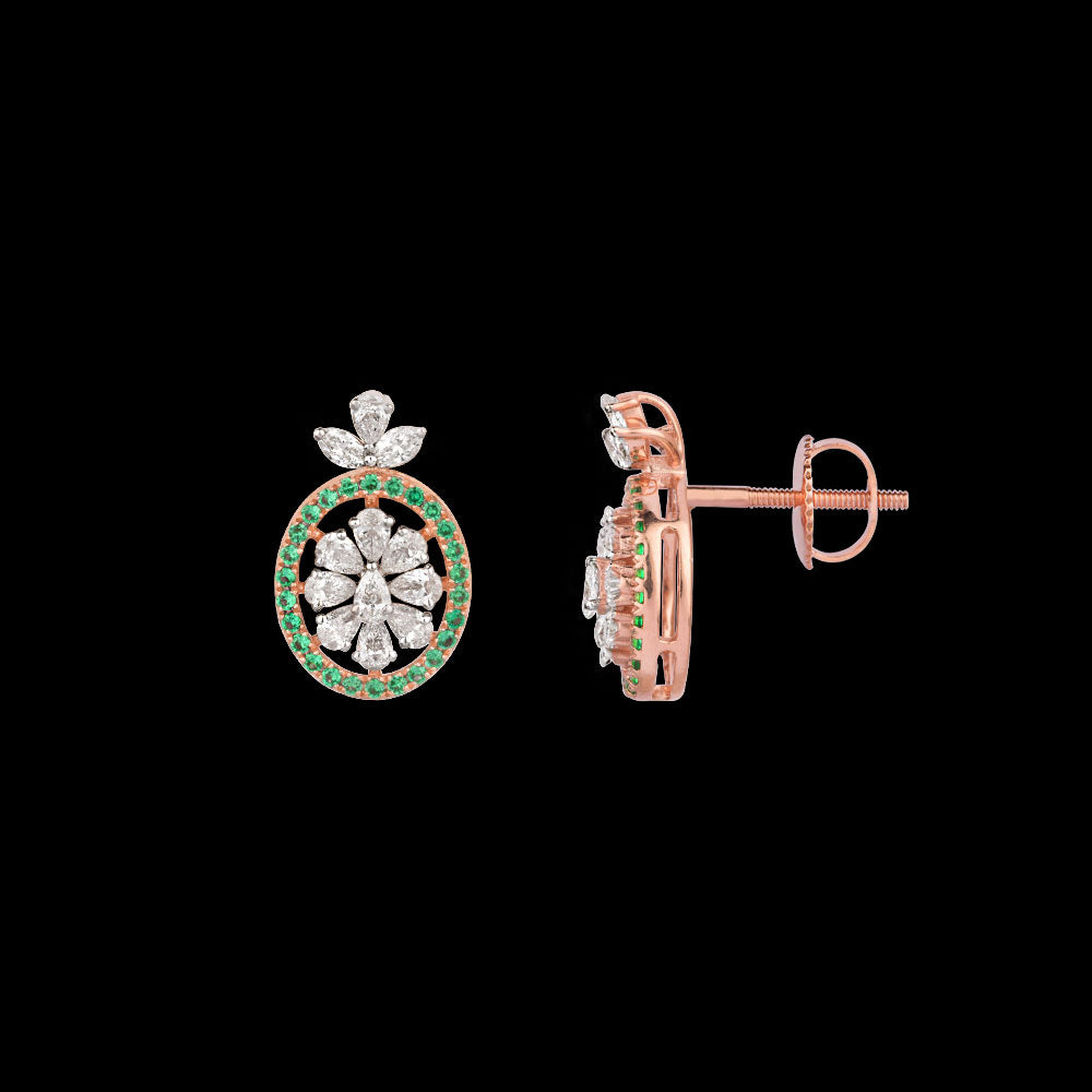 18K Rose Gold Diamond Jewellery - 0.86ct VVS-EF with Colour Stones