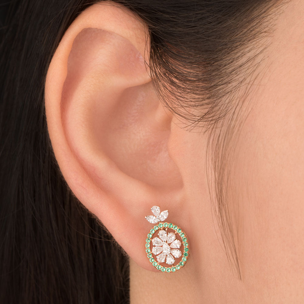 18K Rose Gold Diamond Jewellery - 0.86ct VVS-EF with Colour Stones