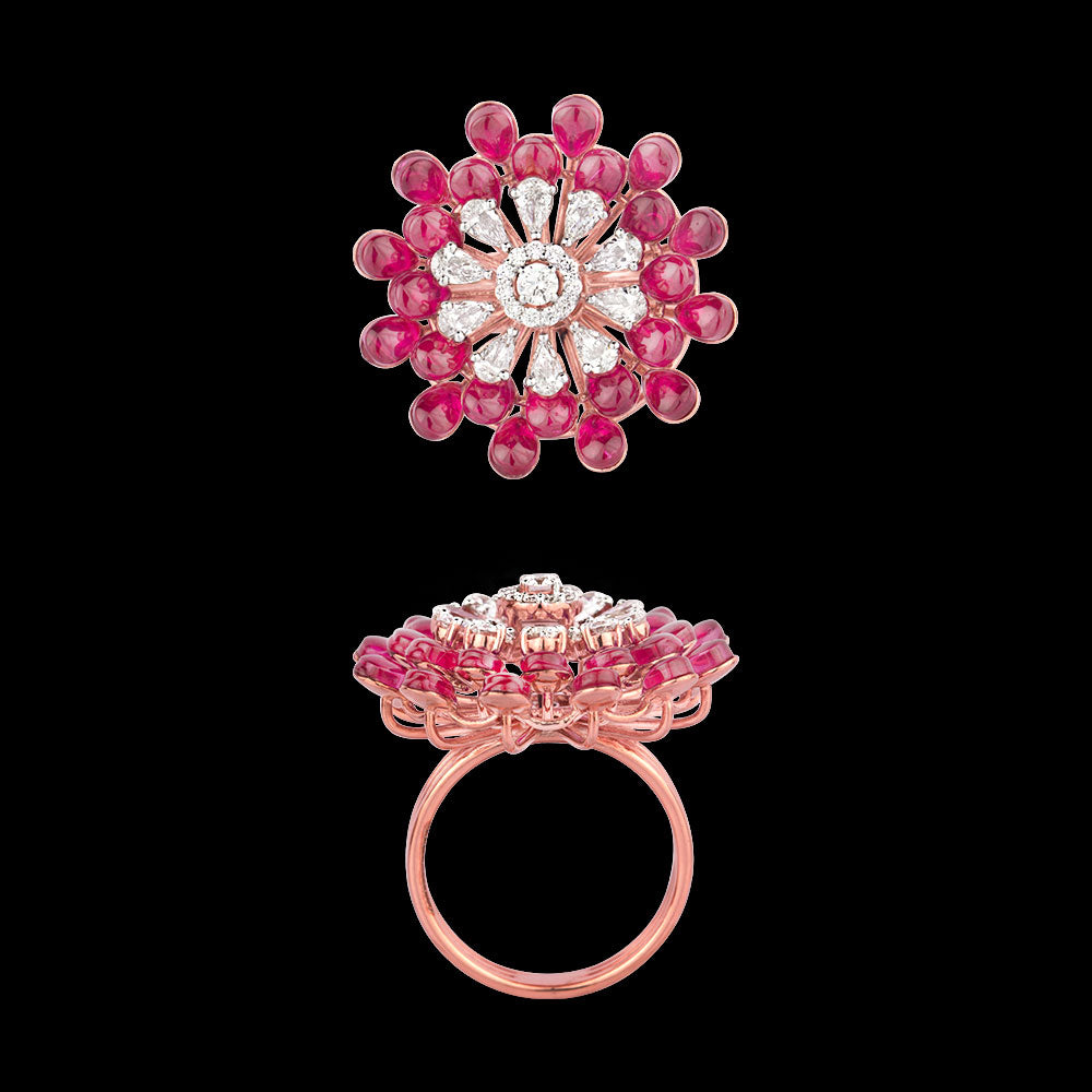 18K Rose Gold Diamond Jewellery - 1.175ct VVS-VS-GH with Colour Stones