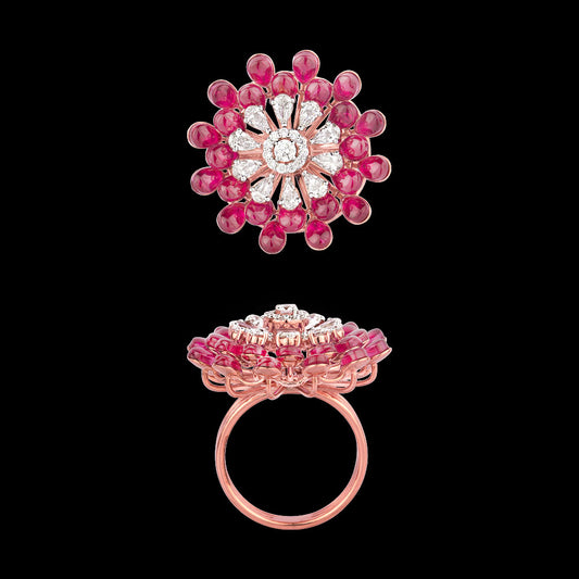 18K Rose Gold Diamond Jewellery - 1.175ct VVS-VS-GH with Colour Stones