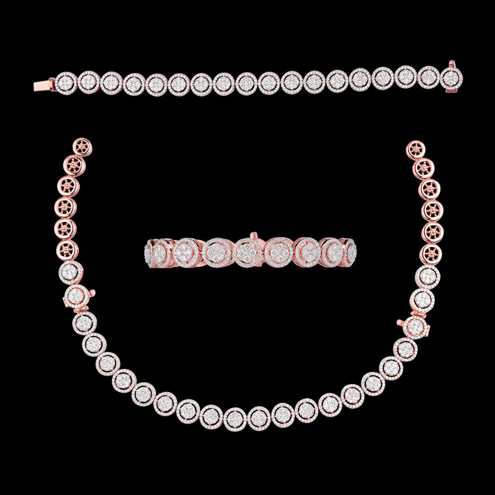 14K Rose Gold Diamond Necklace - 3.95ct VS-SI-FG