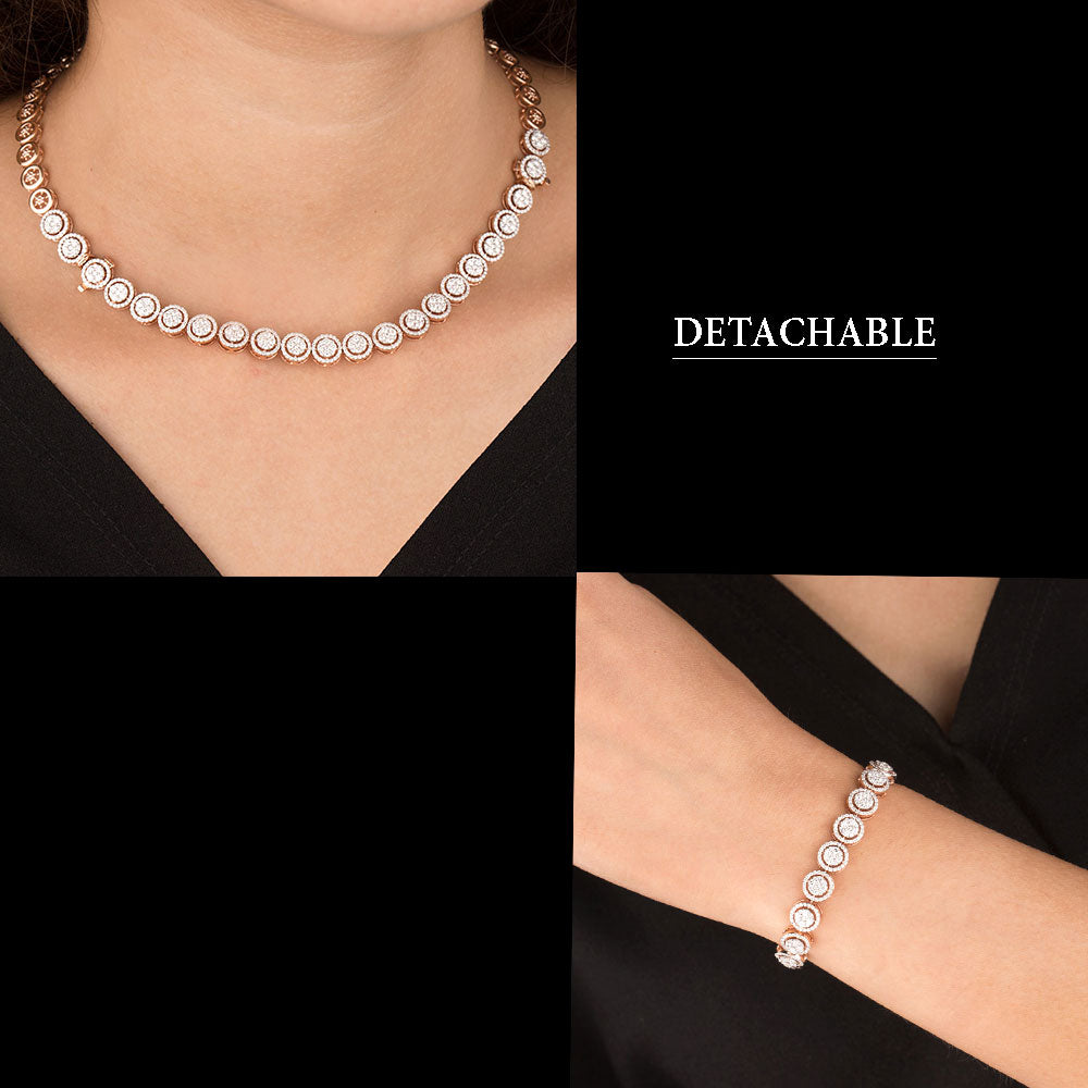 14K Rose Gold Diamond Necklace - 3.95ct VS-SI-FG