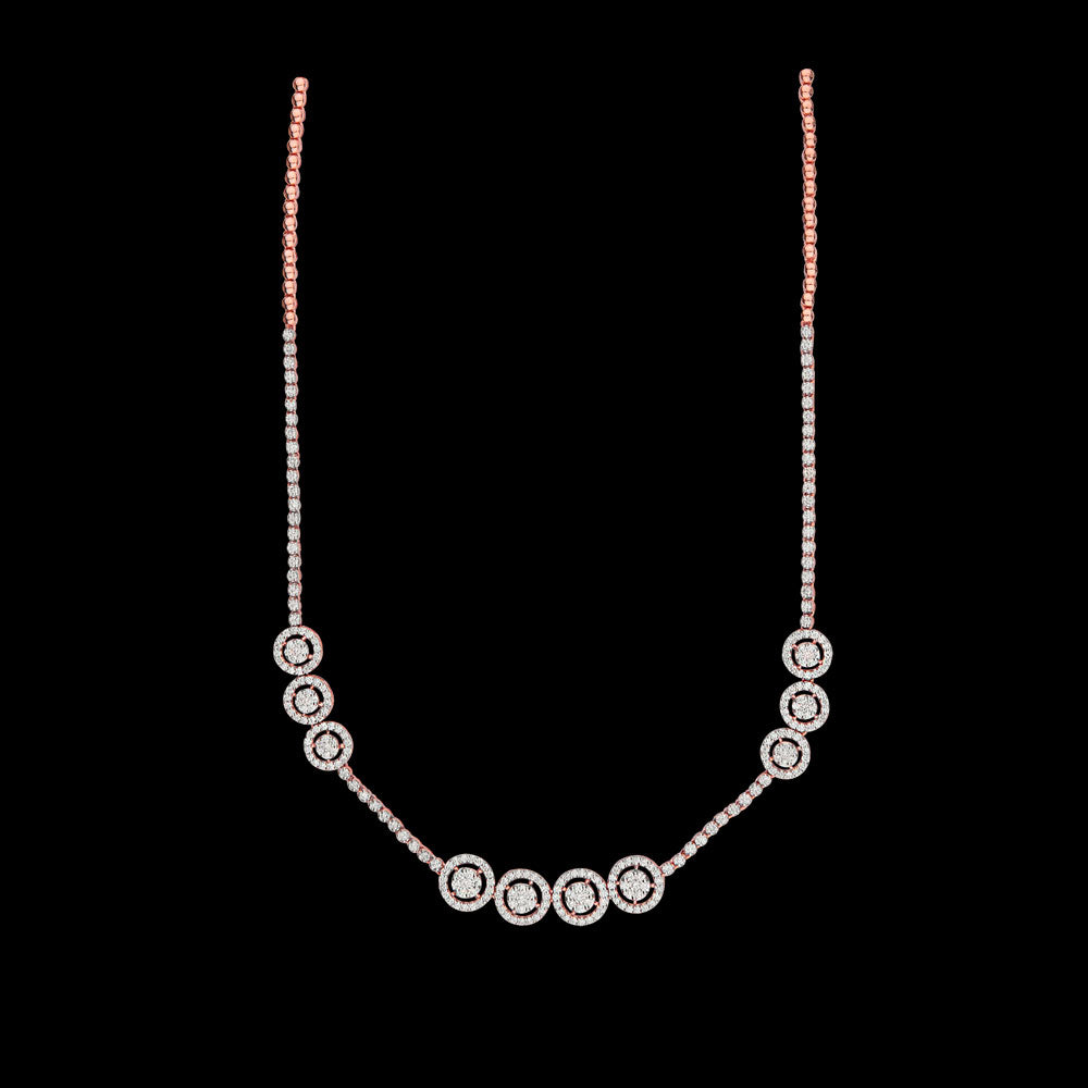 14K Rose Gold Diamond Necklace - 3.44ct SI-GH