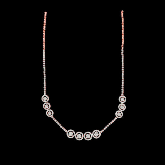 14K Rose Gold Diamond Necklace - 3.44ct SI-GH