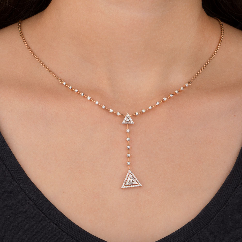 14K Rose Gold Diamond Necklace - 0.87ct VVS-VS-EF